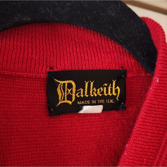 Dalkieth made in UK wool red button up heavyweight cardigan sweater L - Picture 2 of 6